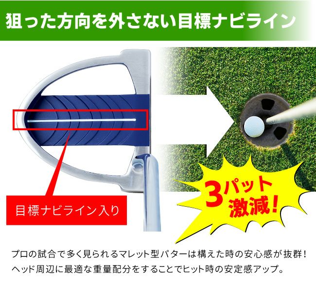レフティー】左利き用 Larouge PT01Mマレットパター：【製造直販ゴルフ