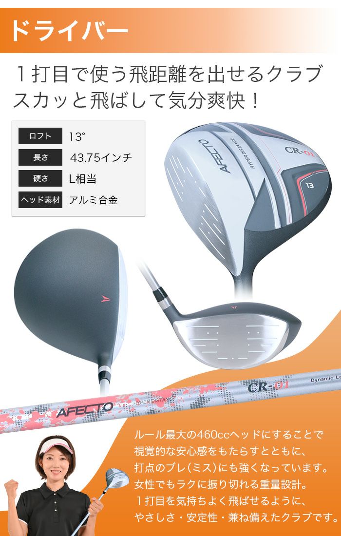 やさしさ設計クラブセット 【クラブのみ/左利き用】AFECTO CR-01